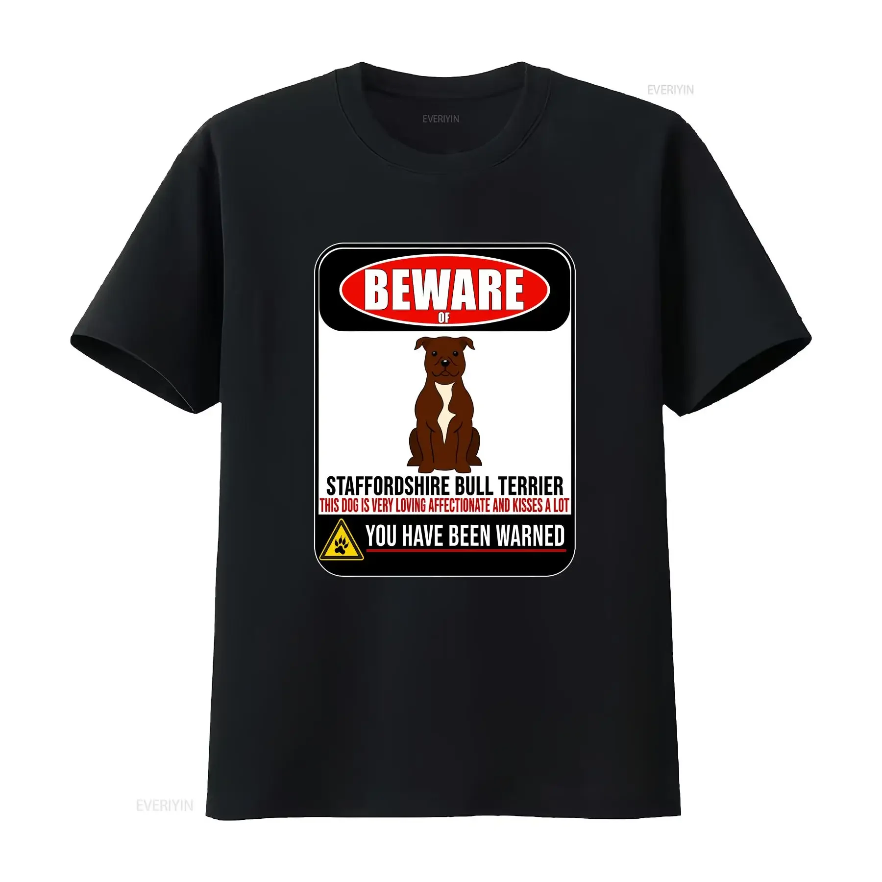 Beware Of Staffordshire Bull Terrier T Shirt vintage Washed Top For Everyday Wear Unisex graphic fashion Slightly Comfortable