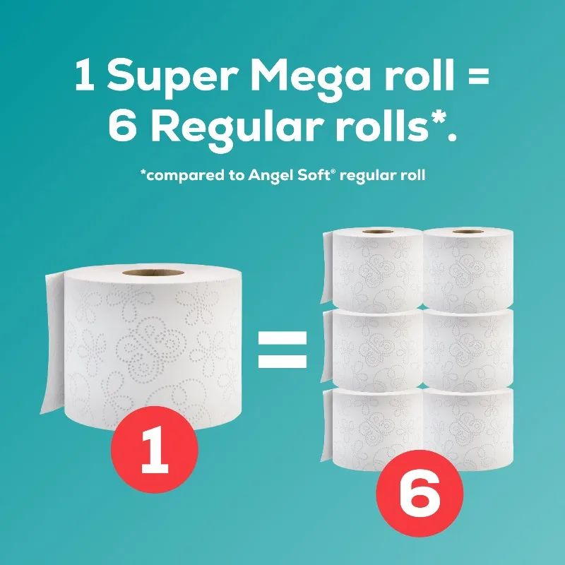 2-Ply Toilet Paper, 6 Mega XL Rolls, 480 Sheets Per Roll