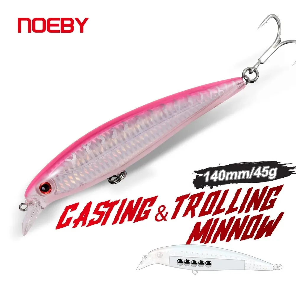 

NOEBY Floating Minnow Fishing Lure 140mm 45g Long Casting Wobblers Artificial Hard Bait for Pike Trolling Saltwater Fishing Lure