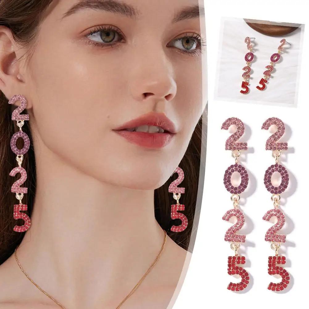 2025 Long Drop Earrings Elegant Blingling Rhinestone Imitation Pearl Earrings For Women Aesthetic New Year Party Gifts U5N3