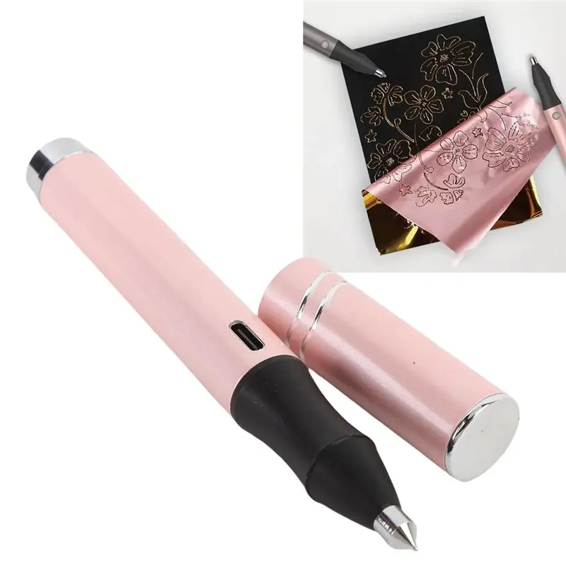 Foil Pen Set 4 Tips Aluminum Alloy Handle 2 Heat Activated Foil Rolls-Y18A