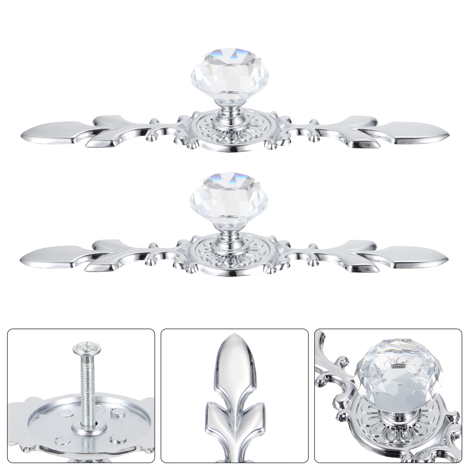 

4pcs Crystal Door Handles Premium Zinc Alloy Furniture Pull Knob For Cabinet Wardrobe Closet Cupboard Handle Interior Door