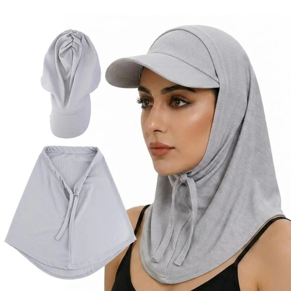 Adjustable Hat Head Sun Hat 2pcs Adjustable Sun Hat Set with Built-in Drawstring Shawl Extended Brim Turban for Outdoor Travel