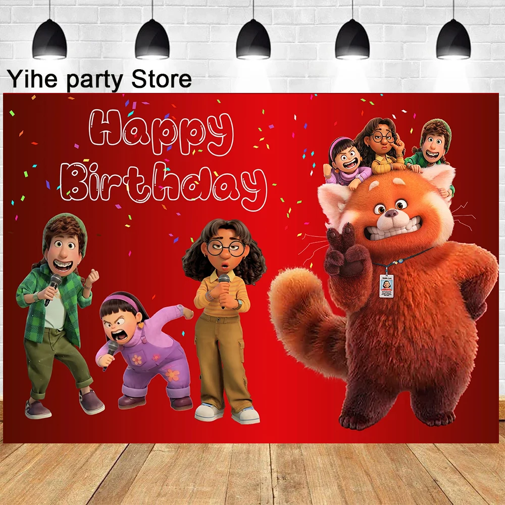 Disney Turning Red Panda Birthday Party Cute Panda Decoration Backdrops Baby Shower Kids Photography Custom Poster Decor Props