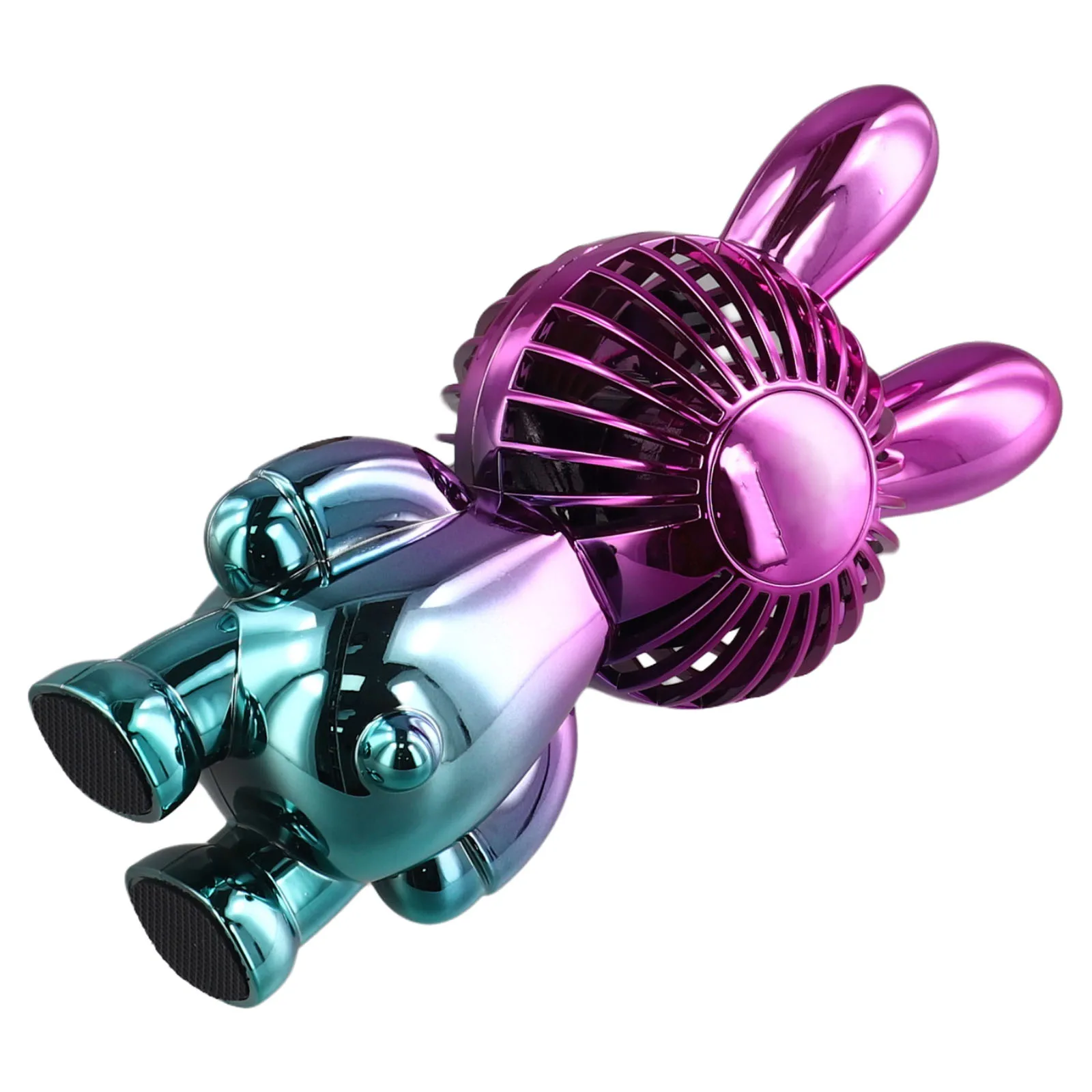 1 Set Fan Charging Cable Electroplating Handheld Fan Little Rabbit Gradient Color Purple Gradient High Quality