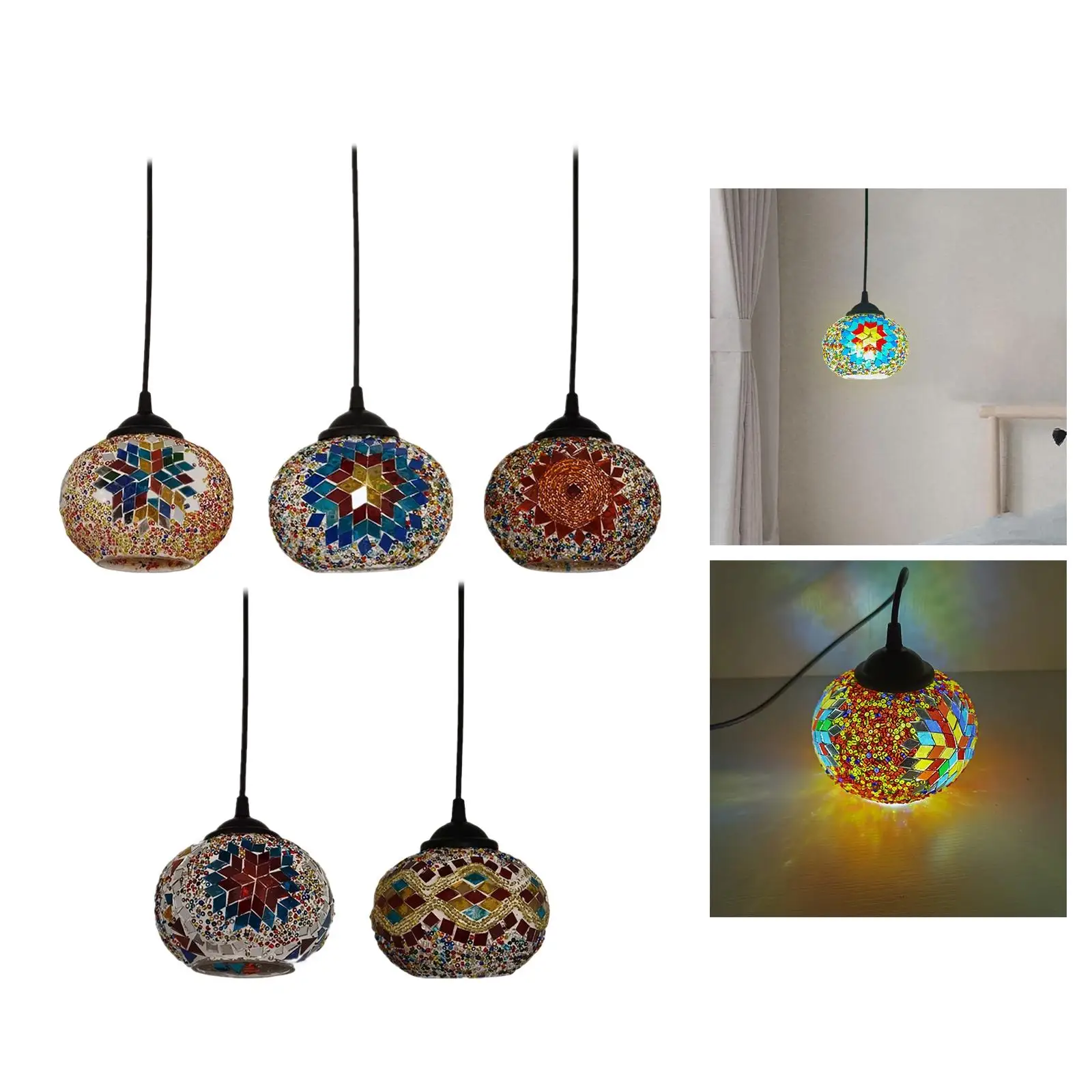 Moroccan Style Turkish Pendant Lamp Night Lamp Droplight Colored Glass Ceiling Light Lighting for Cafe Island Home Bar Decor