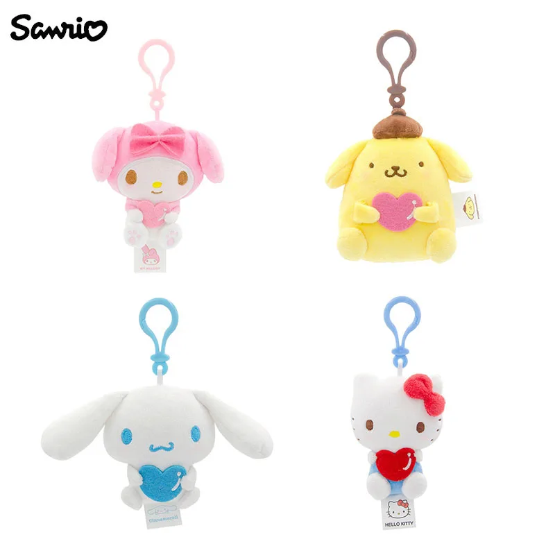 Porte-clés en peluche Sanurgente Anime, Hello Kitty, Kuromi, My Melody, Cinnamoroll, pendentif mignon, jouets en peluche, cadeau d'anniversaire, Kawaii