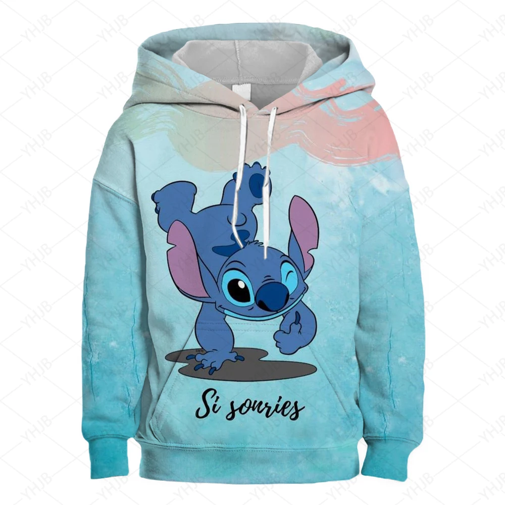 Kawaii Lilo Stitch Hoodie Kids Clothes Girls Clothing Fashion Baby Boys Clothes Autumn Warm Stitch Sweatshirt Children Tops