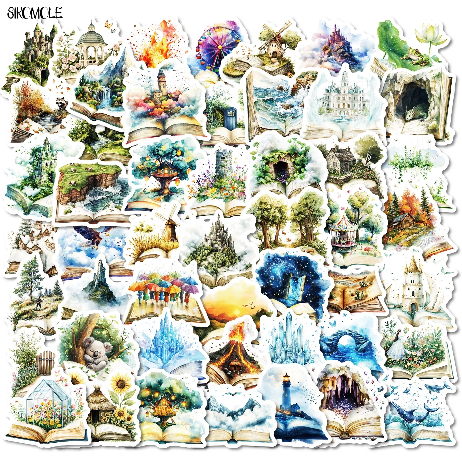 10/30/50PCS The Forest World In The Book PVC Stickers Aesthetic Art DIY Decoration Toy Kid Travel Luggage Graffiti Sticker Pack