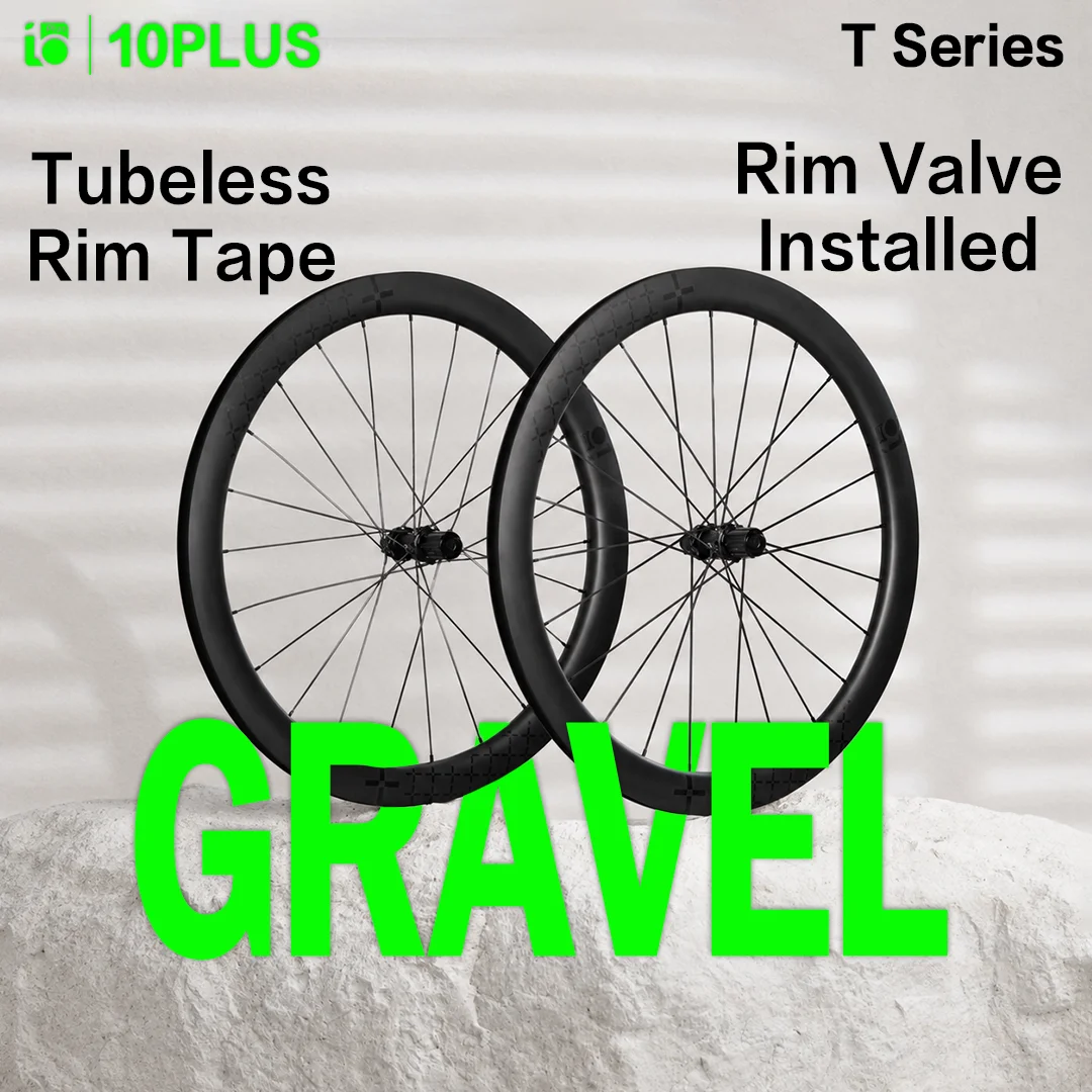 10PLUS 700C Carbon Wheelset Gravel Disc Tubeless Ready Road Bike Wheels 38/45mm 36T Star Ratchet Center Lock 12x142 Thru Axle/Qr