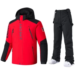 Casaco e calças Windproof Ski para homens, grosso e quente, snowboard, casaco de neve, masculino, ao ar livre, camping, marca, inverno