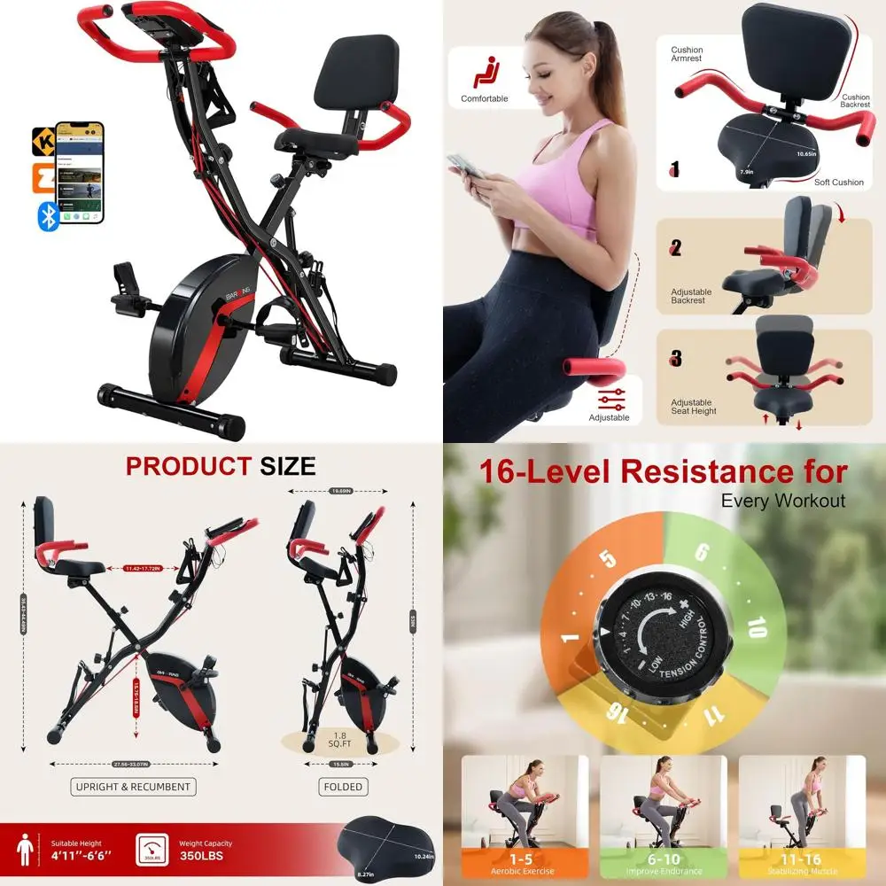 

Велотренажер 5-в-1 для дома с регулировкой нагрузки до 160 кг, 16 уровнями сопротивления и комфортным сиденьем