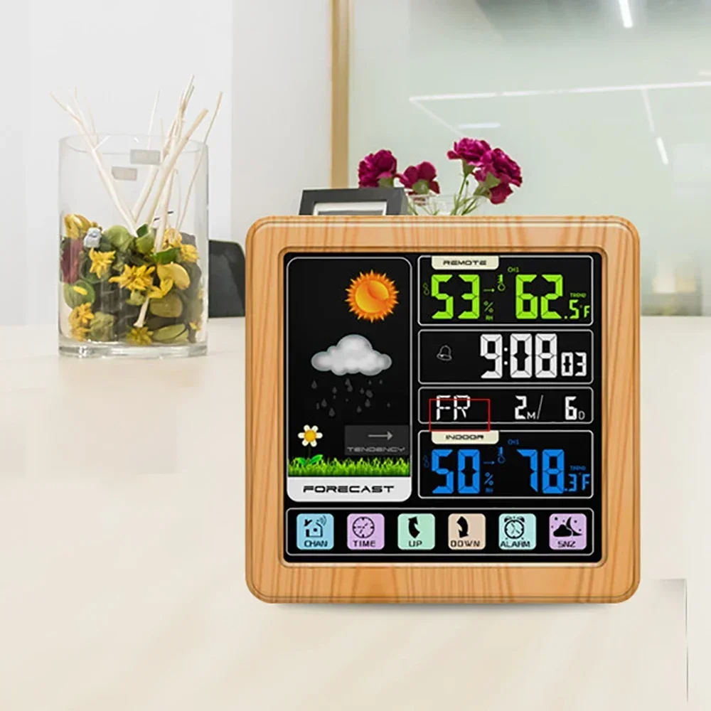 Multifunctional Weather Clock Color Screen Touch Key Creative Clock Weather Forecast Clock Indoor and Outdoor Thermohygrometer