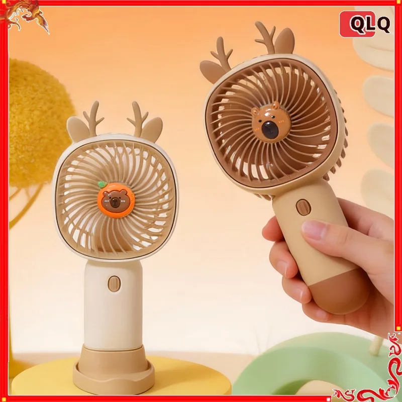 

Mini Handheld Fan Capybara Cartoon 2026 New 3 Speed Adjustable With Base Usb Rechargeable Portable For Outdoor Office Adults