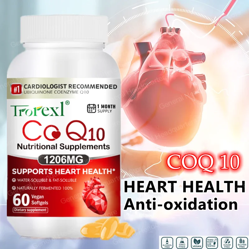 Trorexl Coq10 1200 Mg Softgels,3X Absorption, Antioxidant, Heart Health and Energy, Coq10 Vitamins & Supplements