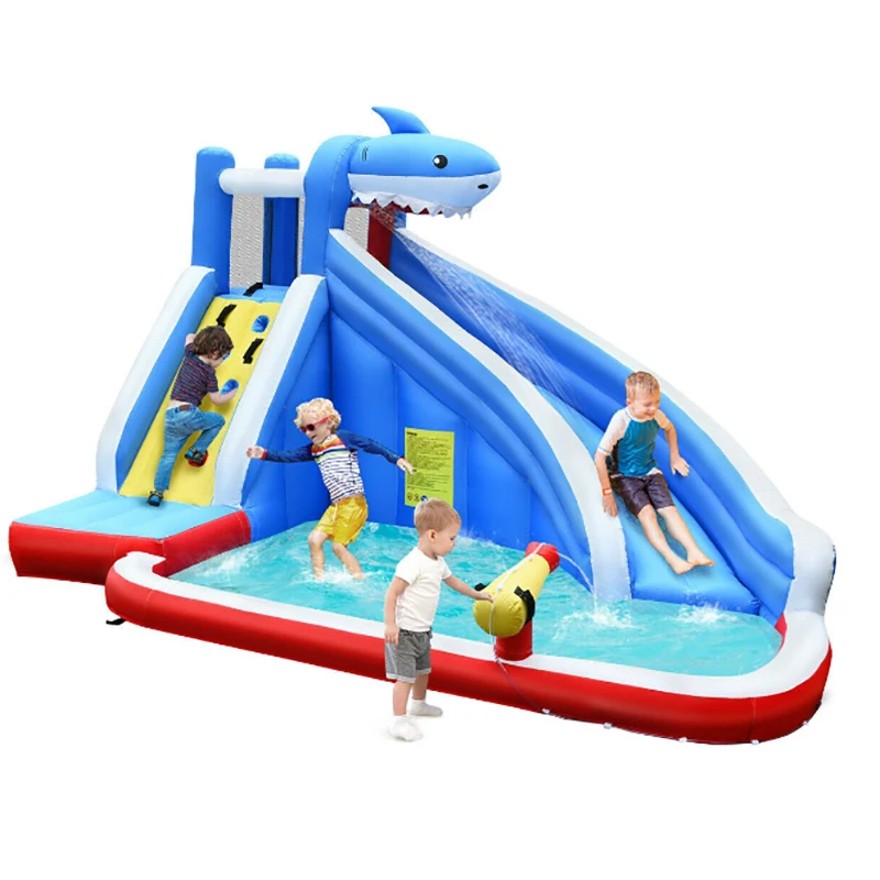 

Inflatable shark slide with pool, slide pool combination