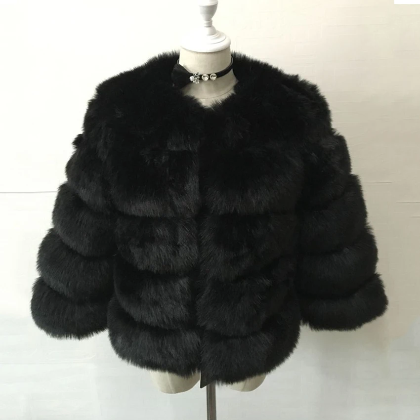 

Warm Thick Women Faux Fur Coat Solid Imitation Fox Fur Long Sleeve Coat Lady Fashion Outerwear Quilted Fur Jacket Furry Coats