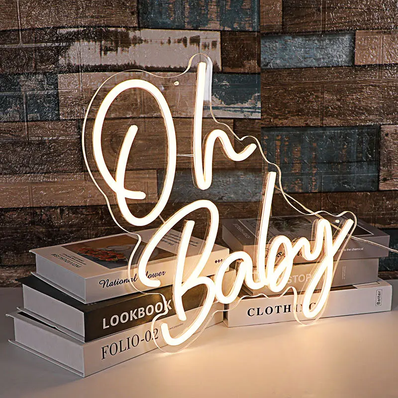 

Oh Baby Neon Sign Warm White USB Powered for Party Decor Happy Birthday Led Sign Reusable Happy Birthday Light Sign