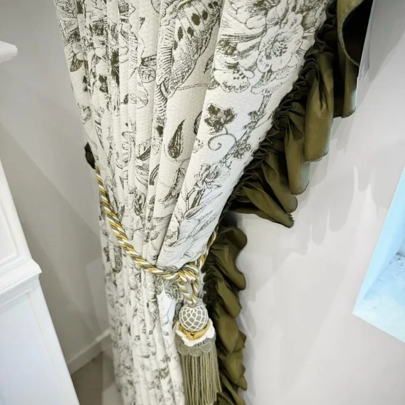 Modern Elegant Chenille Jacquard Blackout Curtains Medieval French Style High End for Living Dining Room Bedroom Custom Size