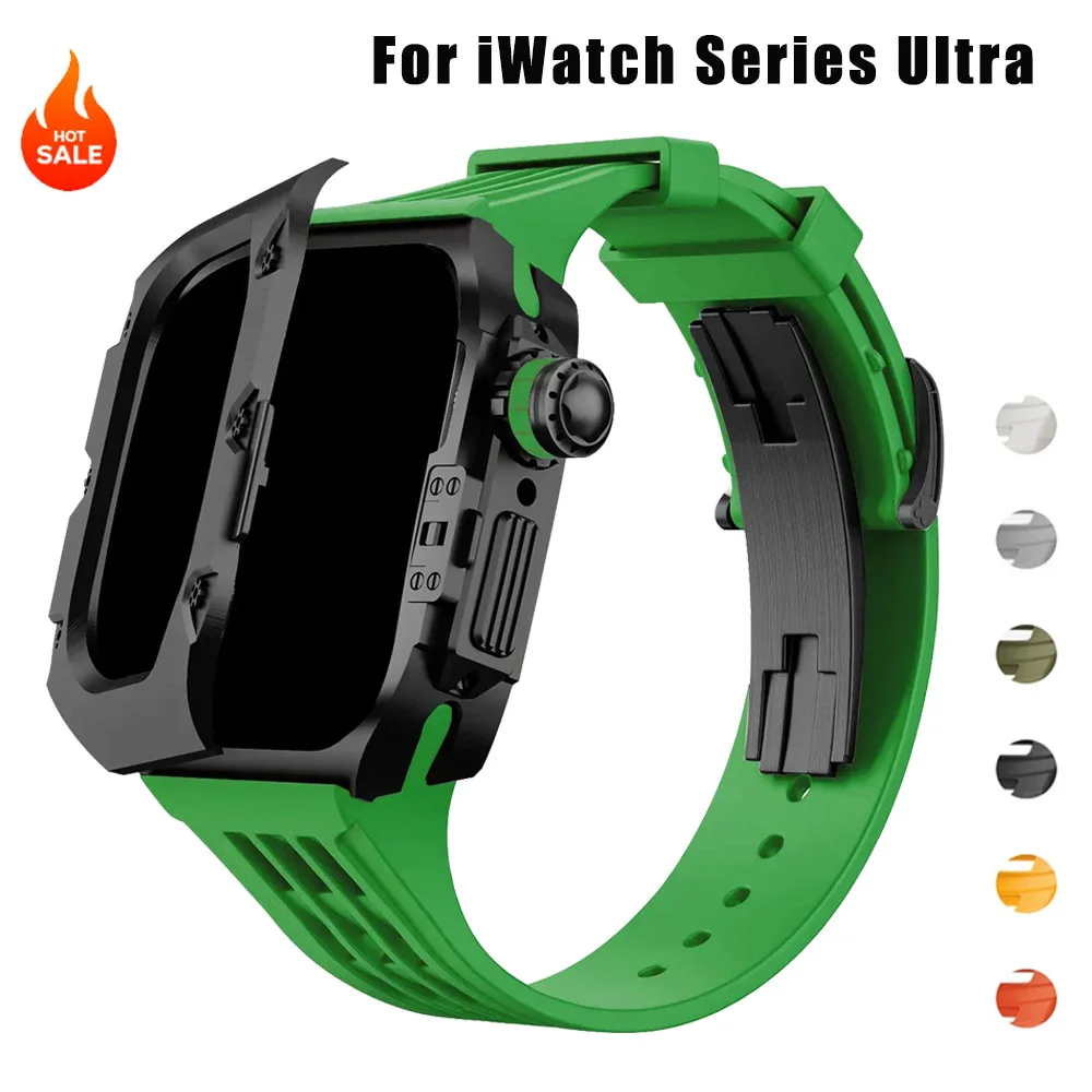 luxury-modification-kit-for-apple-watch-ultra-49mm-sport-rubber-strap-for-iwatch-series-ultra-3-2-1-49mm-glacier-case-refit-kit