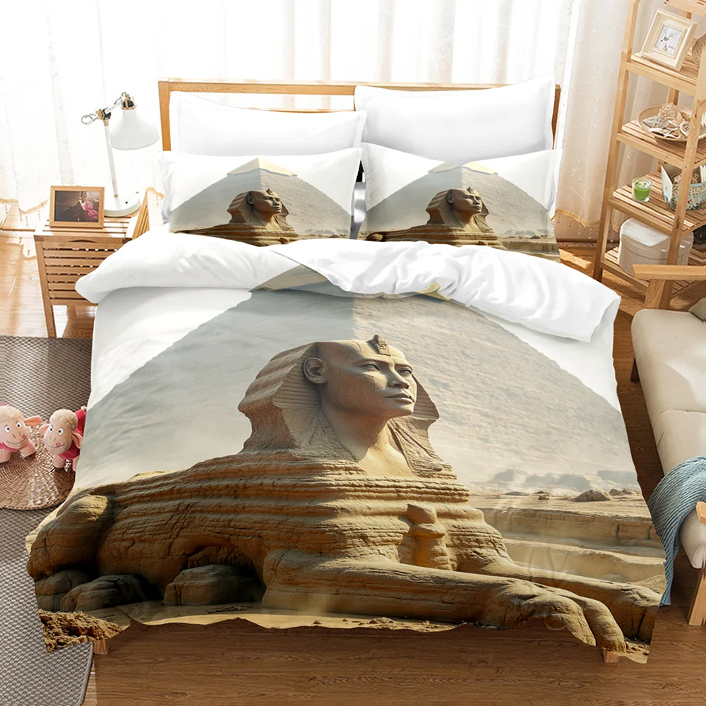 

Ancient Egyptian Sphinx bedding set Civilization Relief Totem Soft Comfortable duvet cover Set for Bed Pillowcase