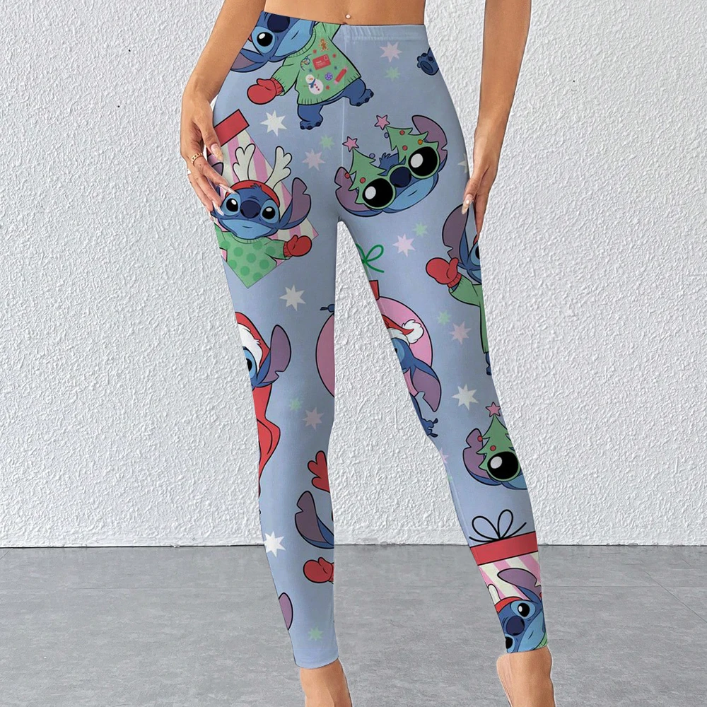 Leggings con estampado de punto de Disney para mujer, mallas de camuflaje para Fitness, mallas elásticas suaves, mallas físicas