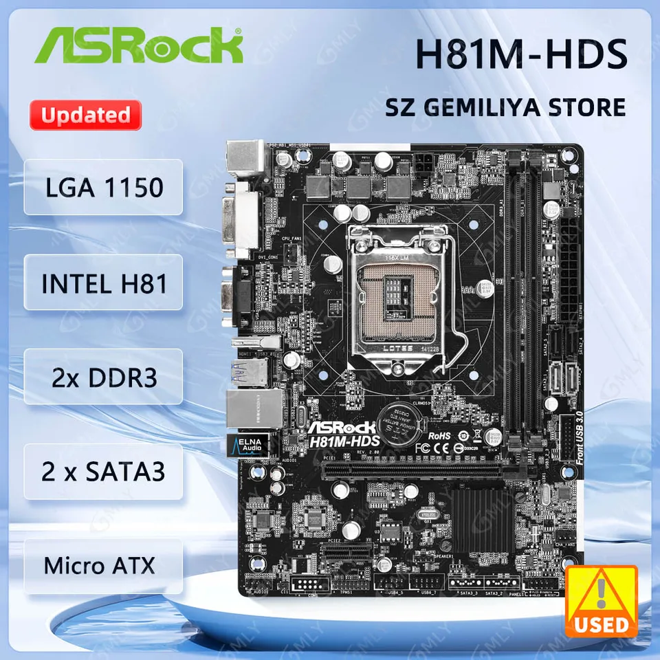 ASROCK H81M-HDS R2.0 Motherboard Intel H81 LGA 1150 DDR3 16 GB