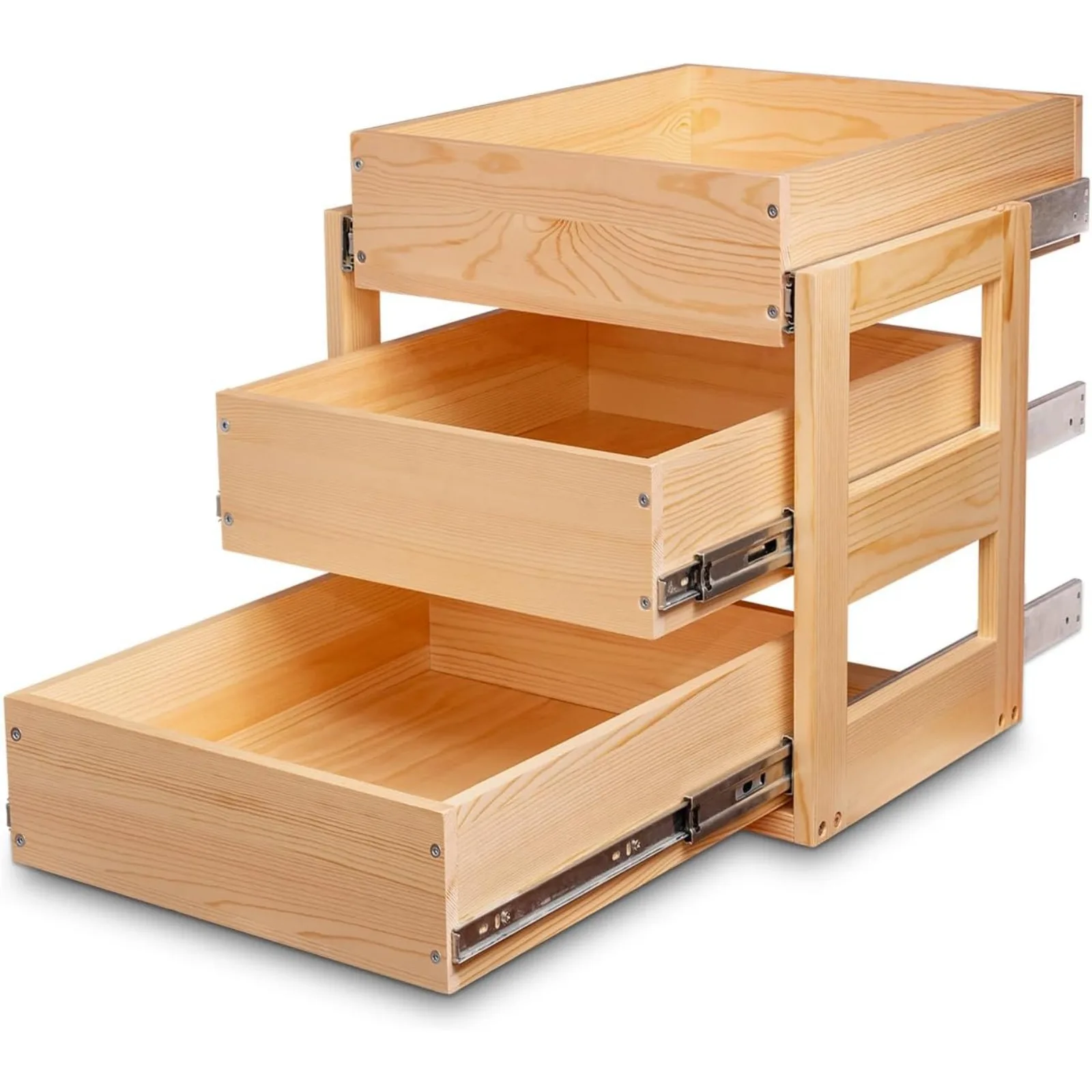 US Pull Out Drawers For Cabinets, 14''W×21''D×19''H Soft Close Slide Out Wood Shelves Storage