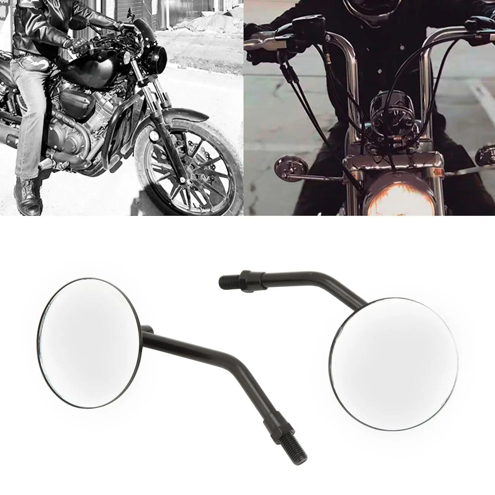 Motorcycle Handlebar Side Mirror Flexible Clear Vision Round Rear View Side Mirror for 38mm Bumper Motorbike