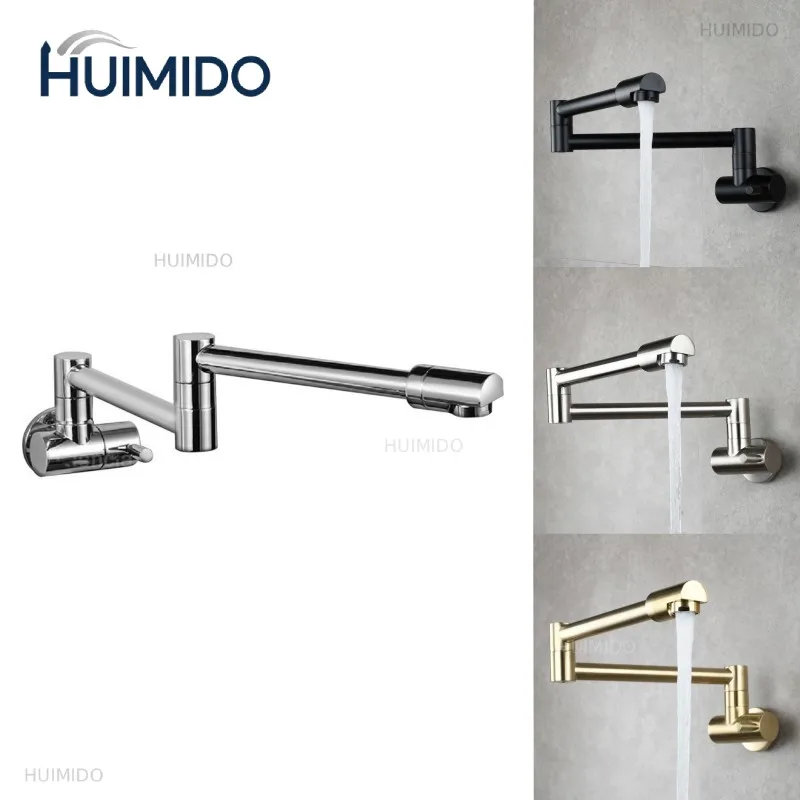 Brass Kitchen Faucet Cocina Torneira Gourmet De Cozinha Tap Wall Mount Single Cold Single Hole Mixer Rotate Fold Faucet Chrome