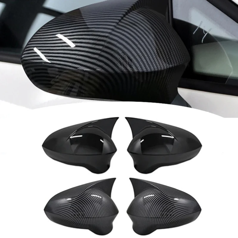 

For SEAT Leon MK2 1P Ibiza MK4 6J 2008-2017 Glossy Black/Carbon Fiber Side Mirror Cover Caps ABS Plastic Car Exterior Accessory