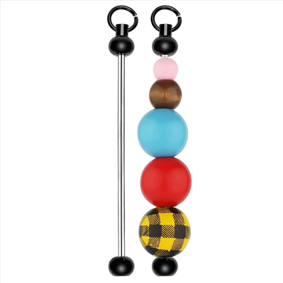 

*X07A 100pcs Blank Beadable Keychain Bars,Metal DIY Focal Bead Keychain Bar Charms Easy to Detachable Beaded Key