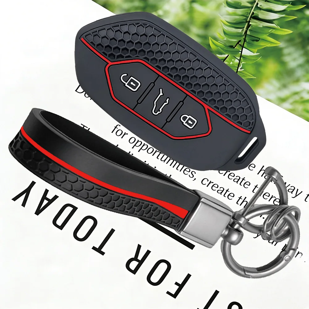 Honeycomb Texture Key Fob Cover With Keychain Silicone Protective Case For Togg T10X 3 Button Turkey New Energy SUV