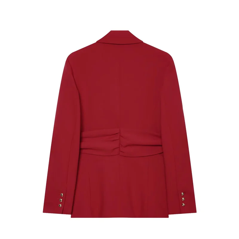 Guobioziy 2026 Women's Jacket Fall/Winter New Red Long-Sleeve Belted Loose Blazer Trendy and Fashionable