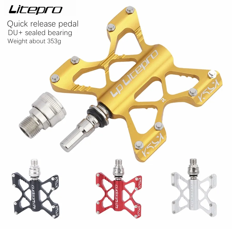 LP Litepro K5 Bicycle Pedal MTB Aluminum Alloy DU Bearing Ultralight Quick Release Pedals Folding Bike Pedal Bike Parts