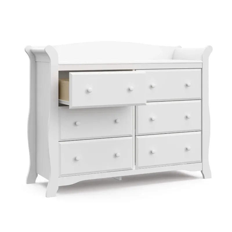 6 Drawer Double Dresse Nursery Dresser Organizer, Chest of Drawers for Bedroom with 6 Drawers, Design for Children’s Bedroom