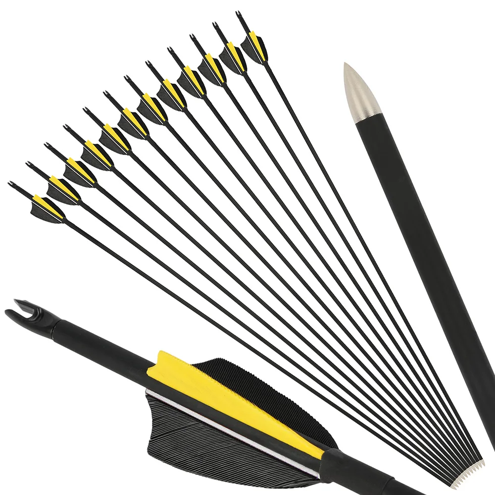 32 "SP1000 tiro con arco flecha de carbono mezclado ID4mm OD6mm 2" pluma de pavo 60Gr puntas de flecha arco tiro con arco objetivo entrenamiento caza - imagen 4