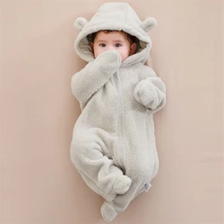 Newborn Baby Bodysuit with Ears Spring Soft Clothing for Babies Flannal Infant Girl Oneies Cute Newborn  Rompers 0-12 Months