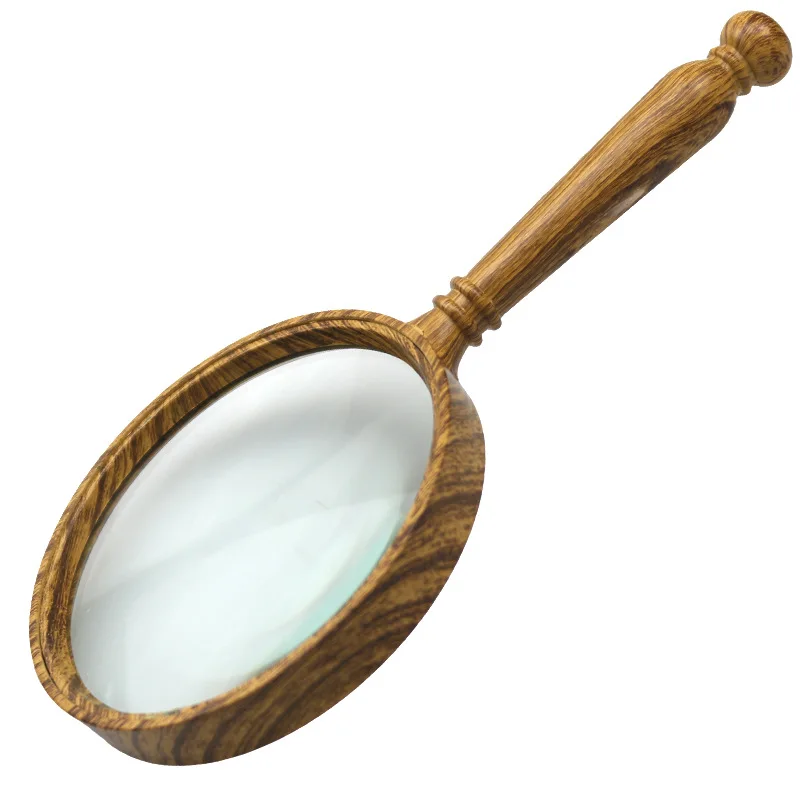 Magnifying Glass Does Not Harm The Eyes, 10X High Magnification, High-Definition, Retro Wood Grain, Elderly People At Home