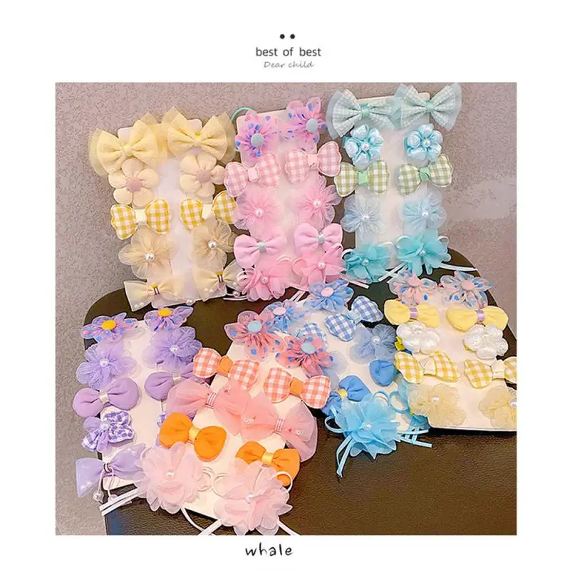 10/5/3/1PCS Princess Super Fairy Bow Hairpin Children Fabric Flower Hairpin New Girls' Baby No Harming Hair Bangs Clip