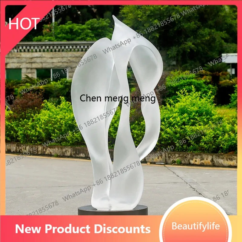 A13 Transparent resin frosted daffodil floor sculpture transparent resin space decorative ornament