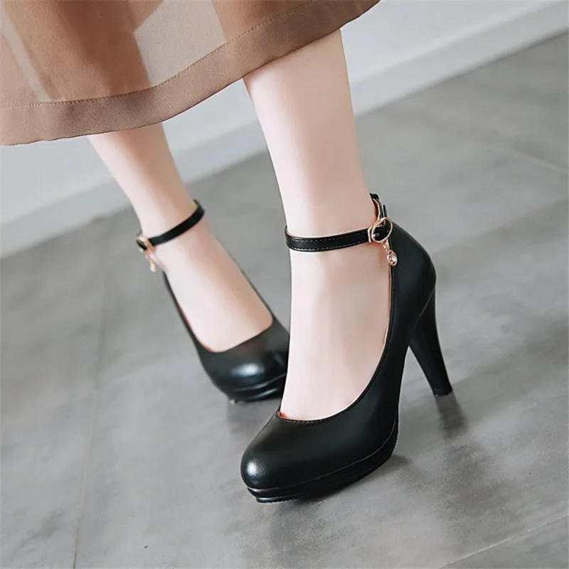 

Girls' Leather Shoes New Women's High Heels Pumps Sexy Bride Party Thick Heel Round Toe Leather High Heel Shoes Women