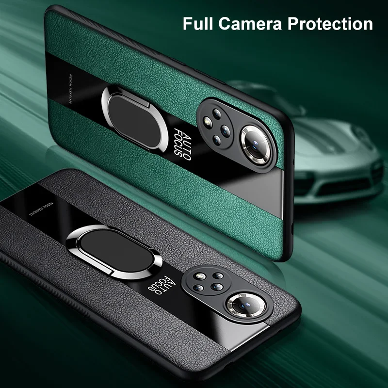 Luxury Ring Leather Phone Case For Honor X10 X30 Max X30i Back Cover Silicone Case For Honor 50 60 Magic 3 View 30 Pro Plus 30S image 2