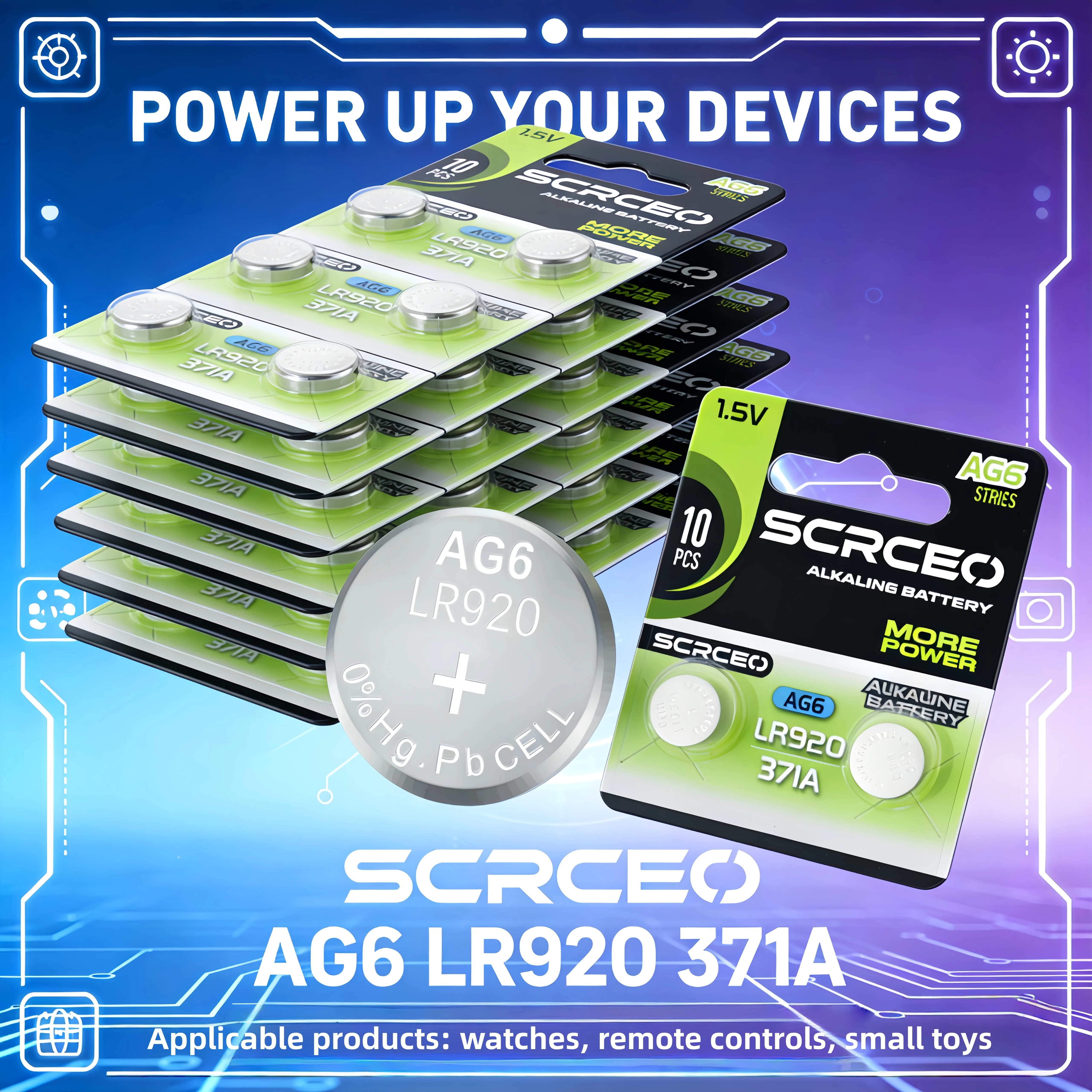 

2-50 шт. AG6 LR920 1.55V батарейки типа «таблетка», высокопроизводительные, для брелоков, часов, мелкой электроники