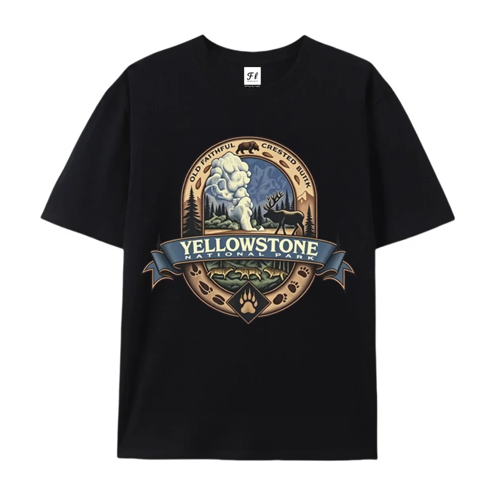 National Park Vintage 90s Stlye Vintage T-Shirt Wildlife Graphic Tee With Bison Wolves Eagles 90s Fashion Hiking Nature Shirt