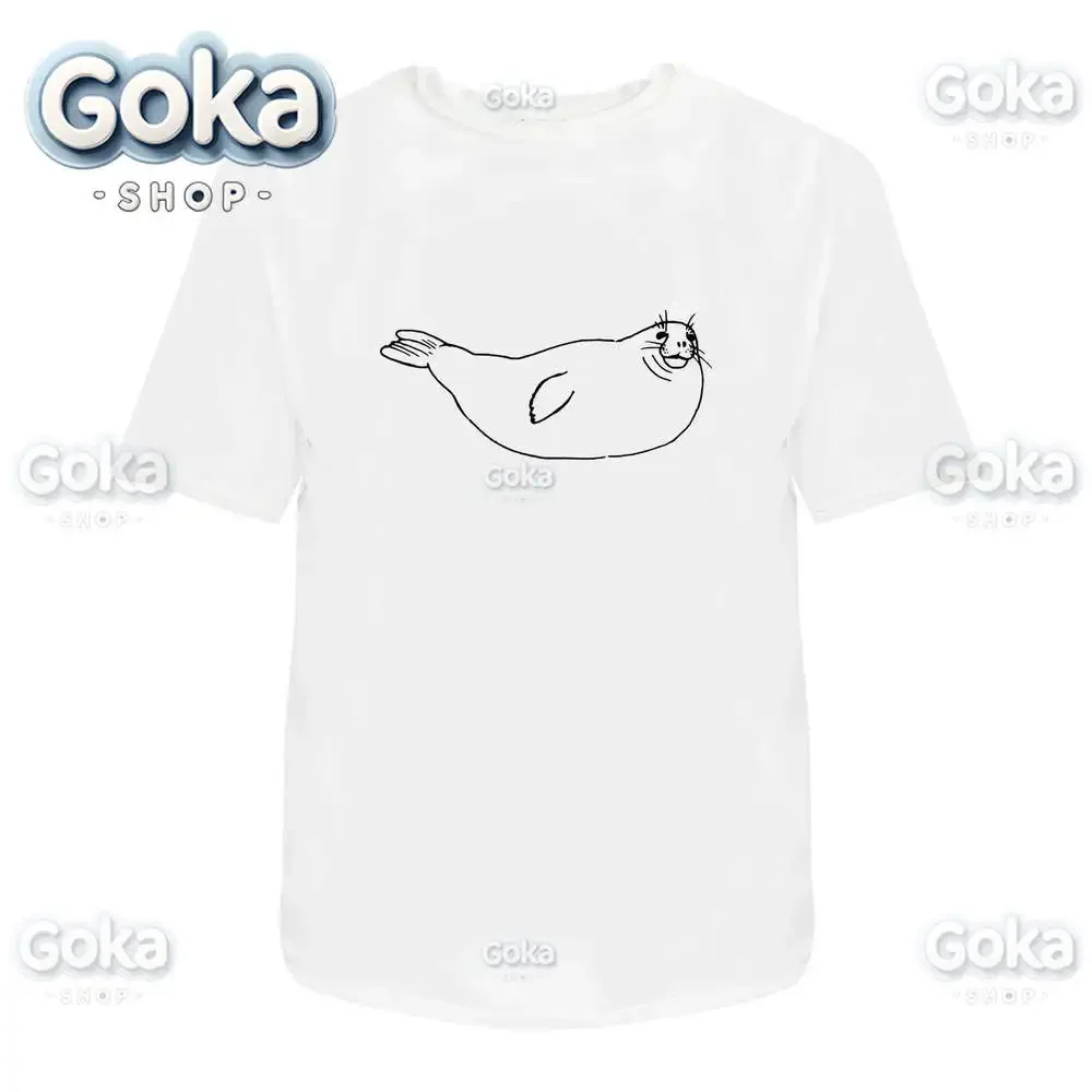 Seal Graphic T Shirts Mens Clothing New in Tops & Tees Cotton Women Printed T-shirt Y2K Clothes Cute Funny Tshirt