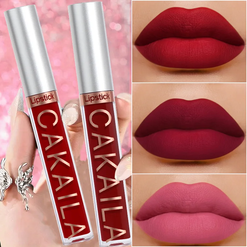 1-teiliges wasserfestes Lipgloss-Lippenstift-Set – hautfarbene, dunkelbraune und matte rote Farbtöne, langanhaltendes 24-Stunden-Tragen, geeignet für alle Haut
