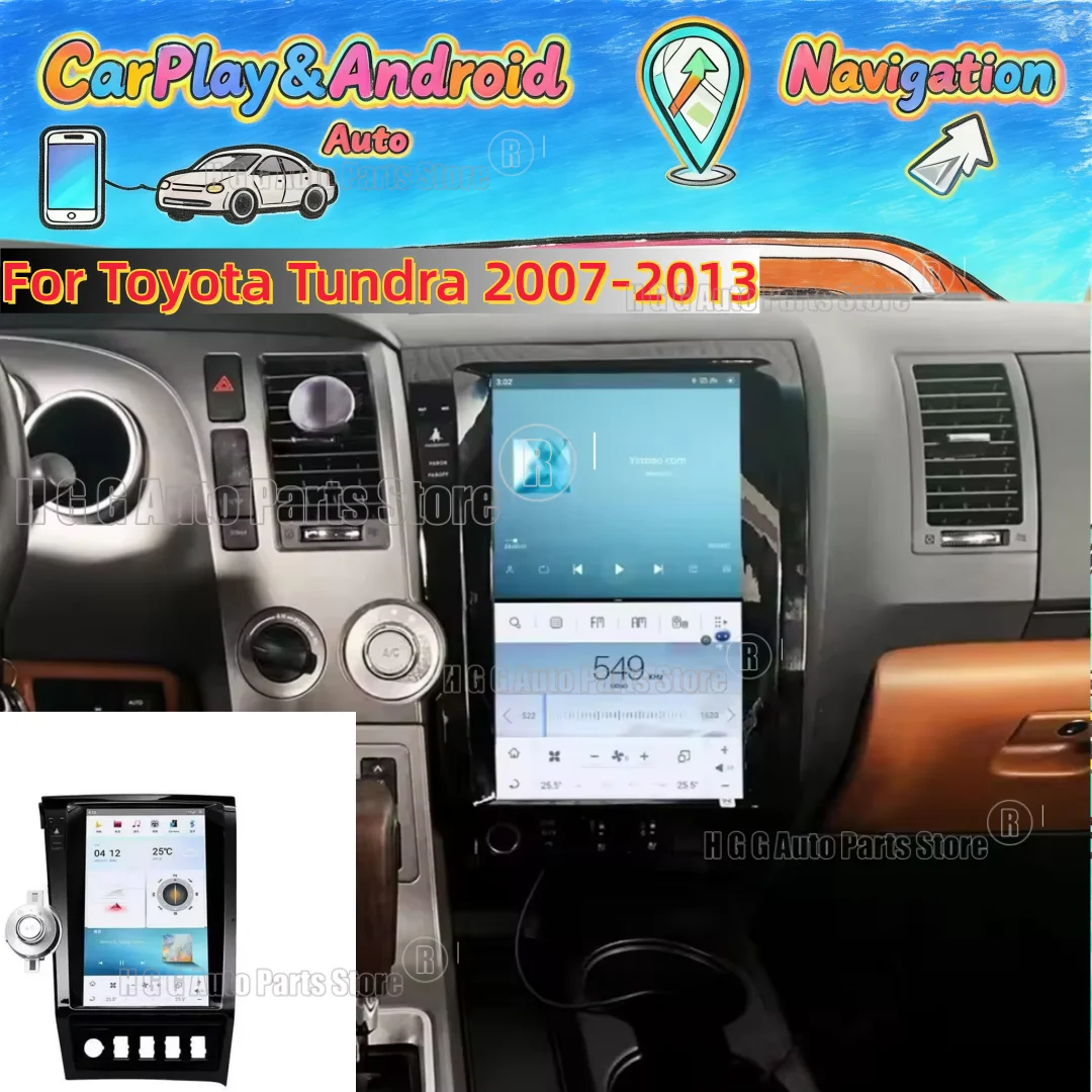 

13.6" Touch Screen 2Din Car Radio For Toyota Tundra Sequoia 2007-2013 Android Multimedia Player Wireless CarPlay GPS BT FM DSP