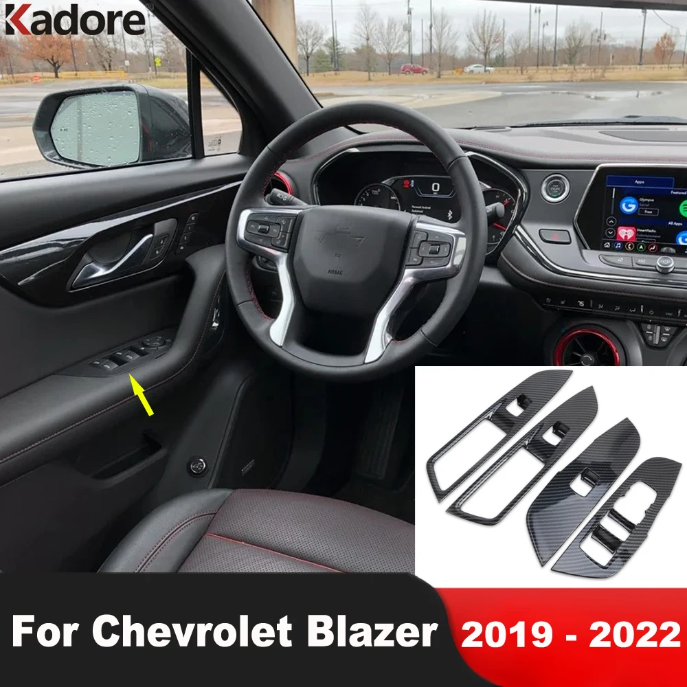 For Chevrolet Blazer 2019 2020 2021 2022 Carbon Fiber Car Interior Door Window Lift Switch Button Panel Cover Trim Accessories