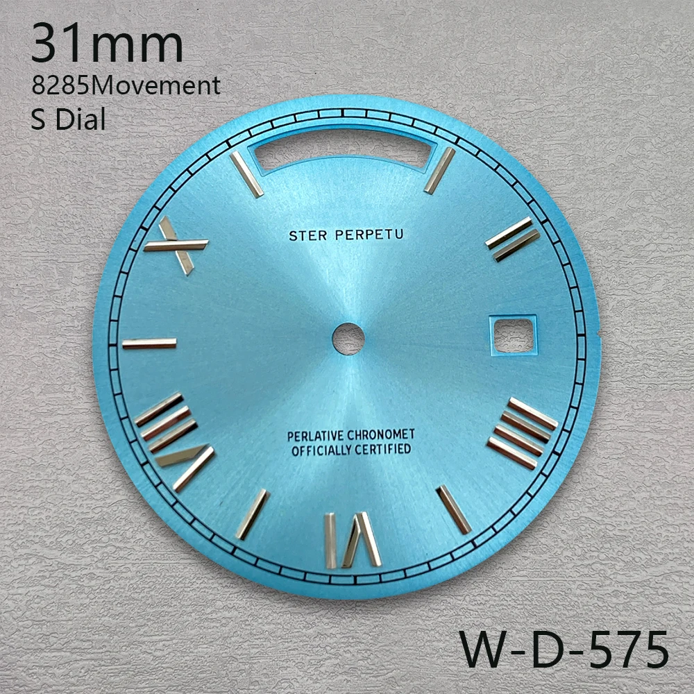 31mm S Logo Dial Day And Date Roman Numerals Sunray Dial Suitable For 8285 Movement High Quality Watch Modification Accessories